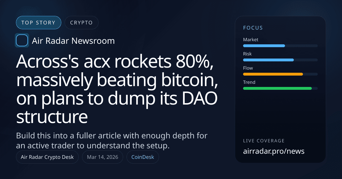 Across's acx rockets 80%, massively beating bitcoin, on plans to dump its DAO structure