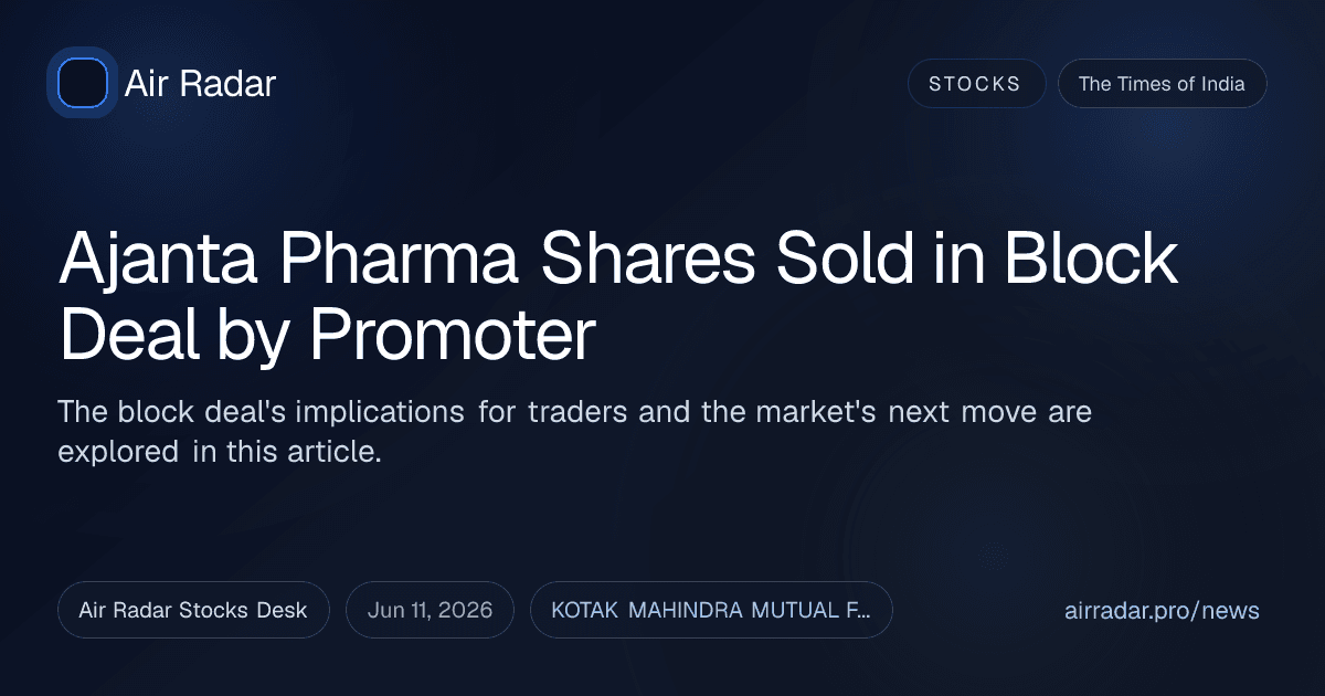Ajanta Pharma Shares Sold in Block Deal by Promoter