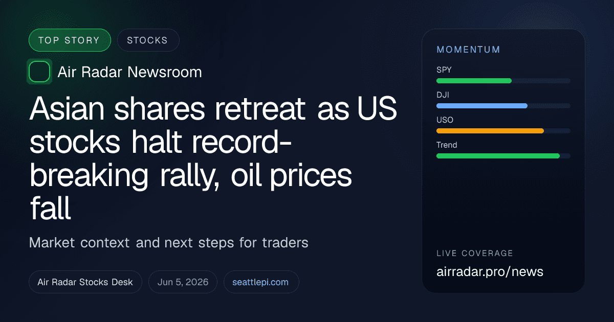 Asian shares retreat as US stocks halt record-breaking rally, oil prices fall