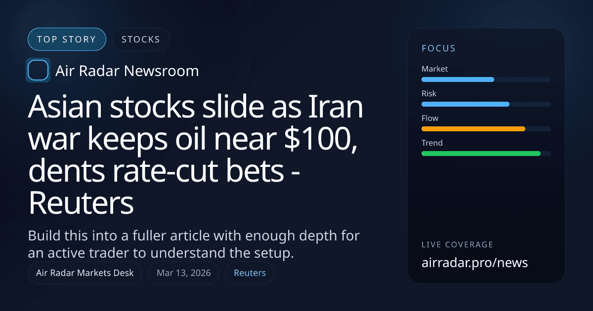 Asian stocks slide as Iran war keeps oil near $100, dents rate-cut bets - Reuters