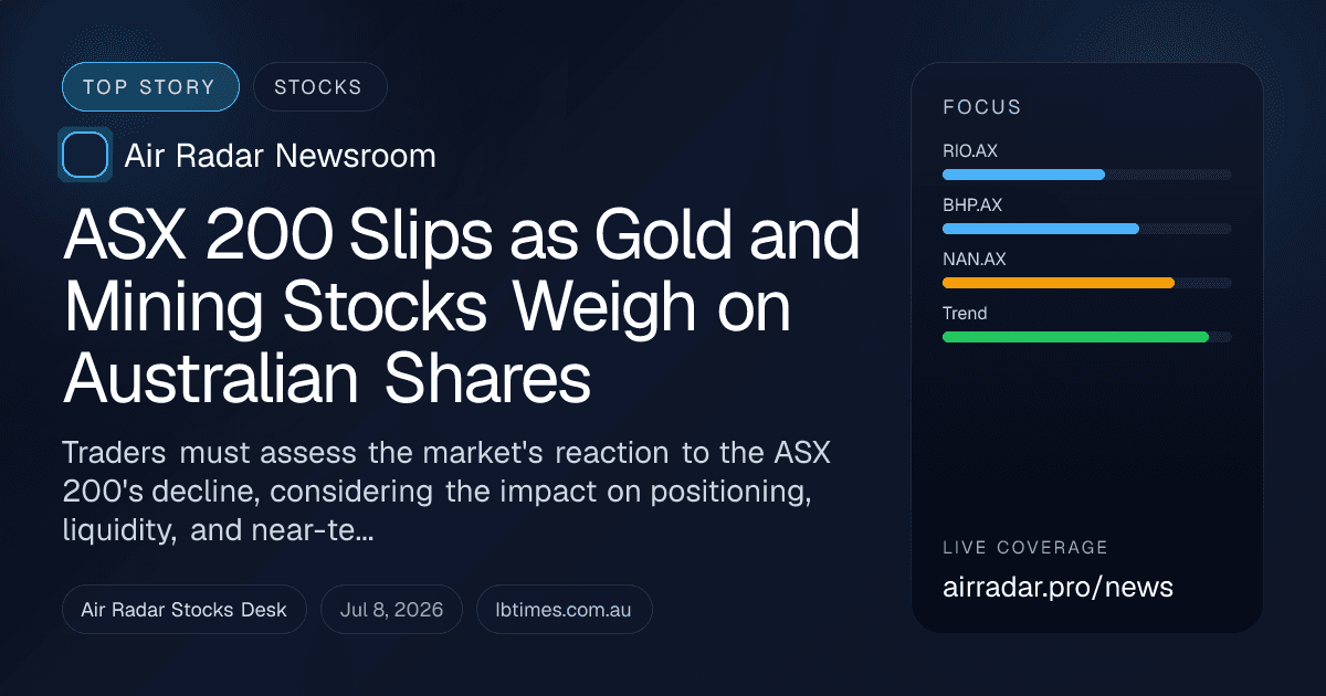 ASX 200 Slips as Gold and Mining Stocks Weigh on Australian Shares
