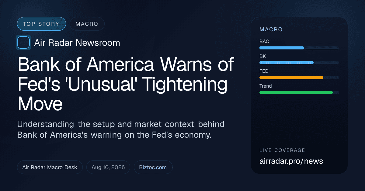 Bank of America Warns of Fed's 'Unusual' Tightening Move