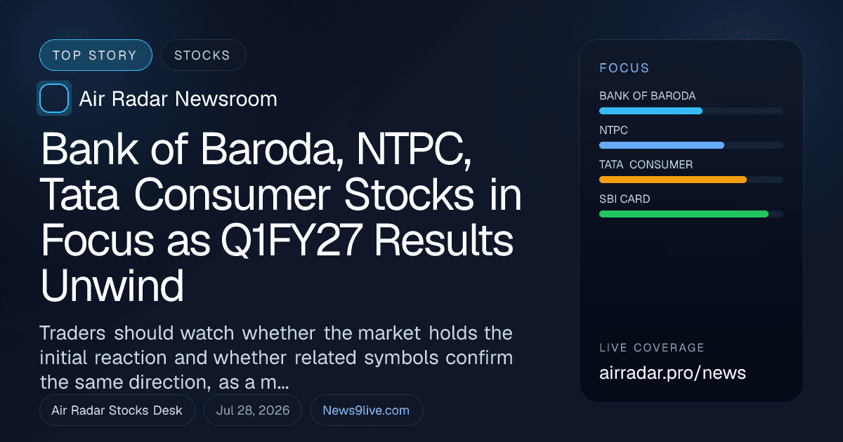 Bank of Baroda, NTPC, Tata Consumer Stocks in Focus as Q1FY27 Results Unwind