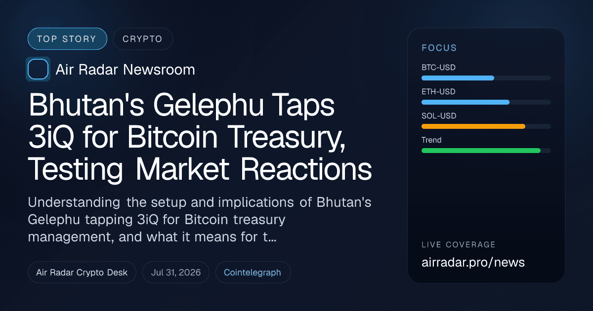 Bhutan's Gelephu Taps 3iQ for Bitcoin Treasury, Testing Market Reactions