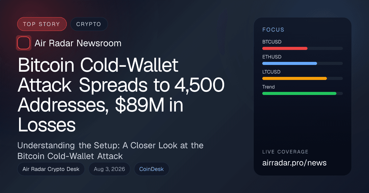 Bitcoin Cold-Wallet Attack Spreads to 4,500 Addresses, $89M in Losses