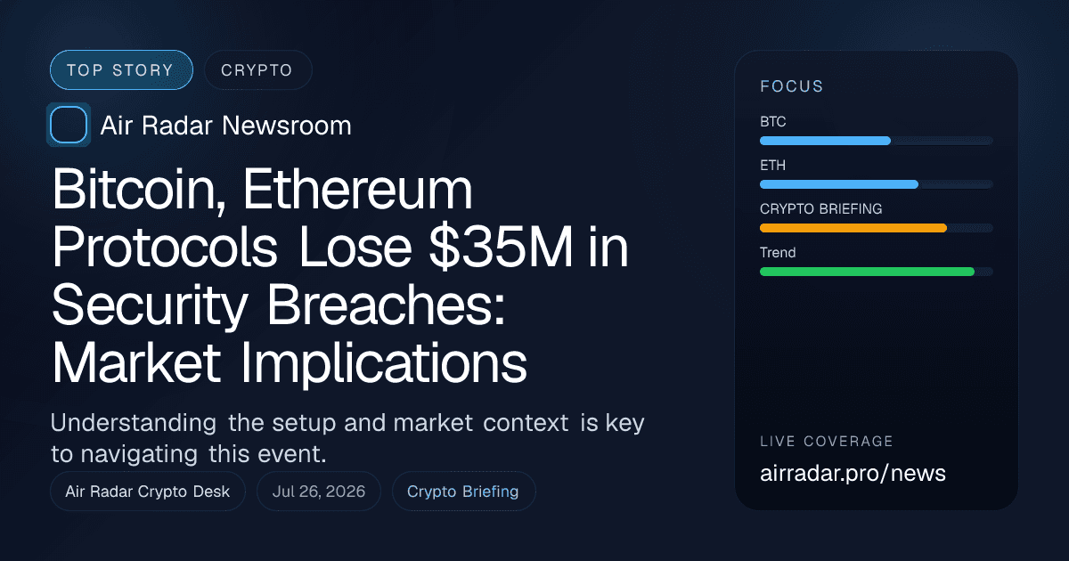 Bitcoin, Ethereum Protocols Lose $35M in Security Breaches: Market Implications
