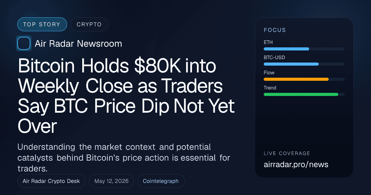 Bitcoin Holds $80K into Weekly Close as Traders Say BTC Price Dip Not Yet Over