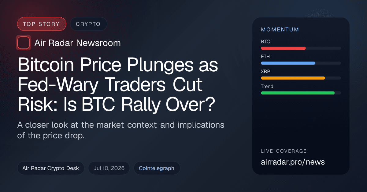Bitcoin Price Plunges as Fed-Wary Traders Cut Risk: Is BTC Rally Over?