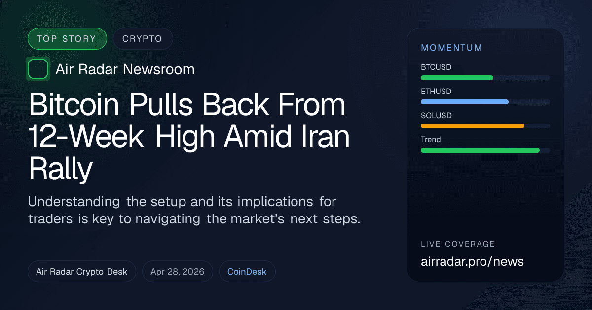 Bitcoin Pulls Back From 12-Week High Amid Iran Rally