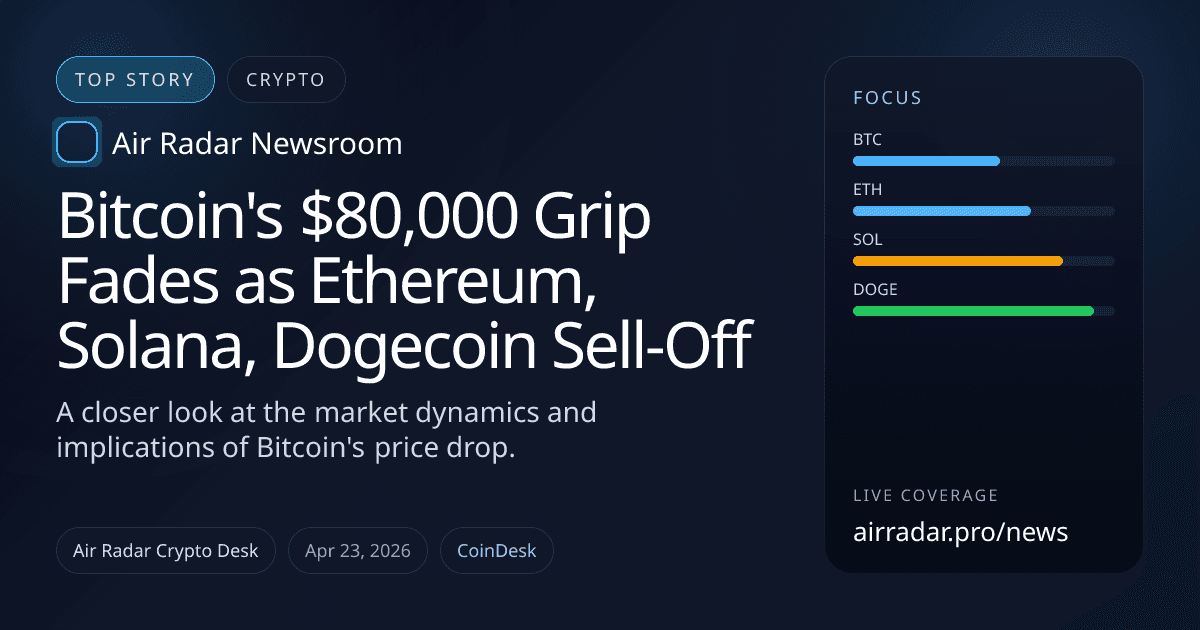 Bitcoin's $80,000 Grip Fades as Ethereum, Solana, Dogecoin Sell-Off