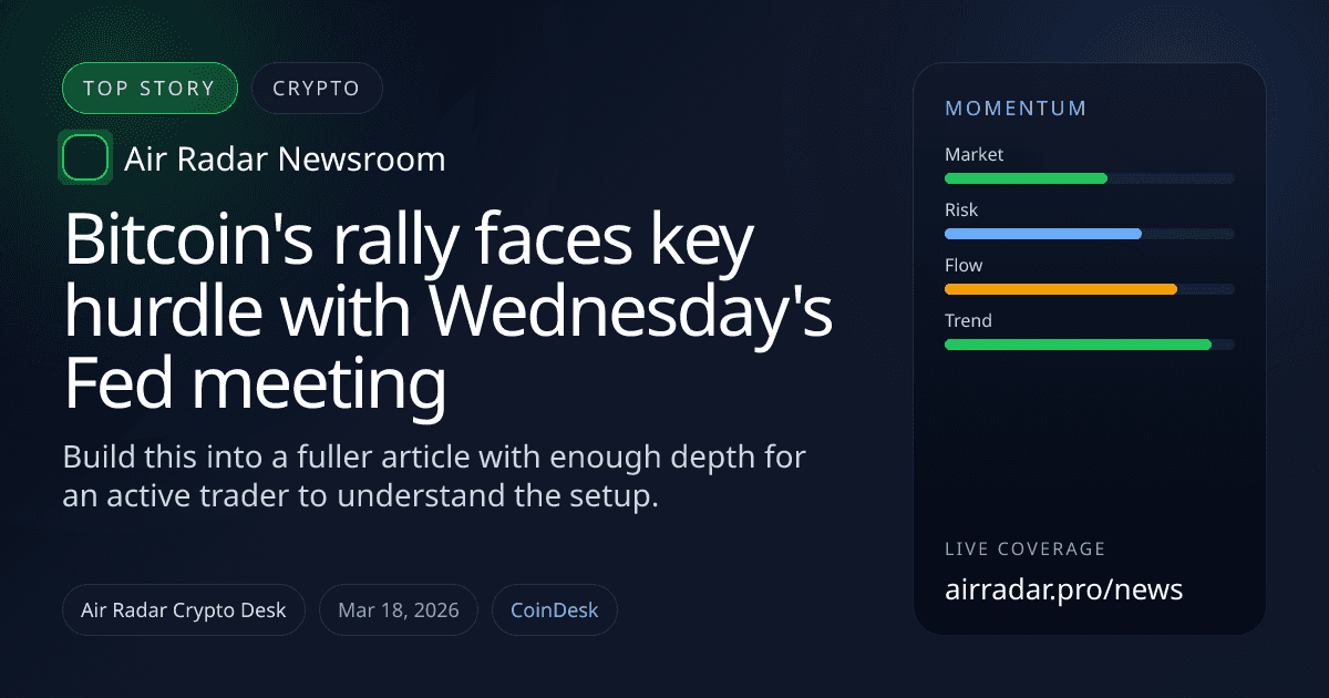 Bitcoin's rally faces key hurdle with Wednesday's Fed meeting