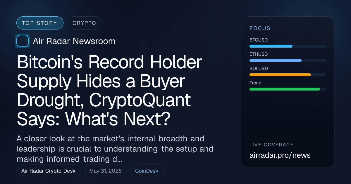 Bitcoin's Record Holder Supply Hides a Buyer Drought, CryptoQuant Says: What's Next?