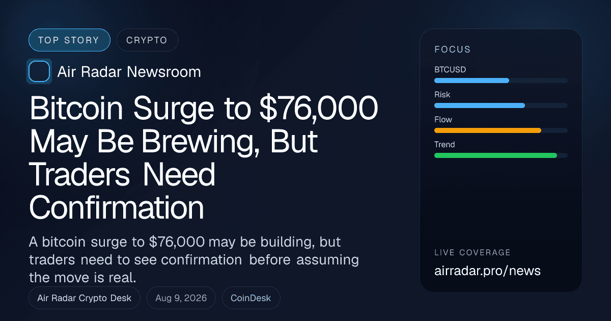 Bitcoin Surge to $76,000 May Be Brewing, But Traders Need Confirmation