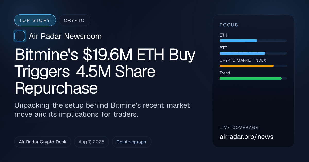 Bitmine's $19.6M ETH Buy Triggers 4.5M Share Repurchase