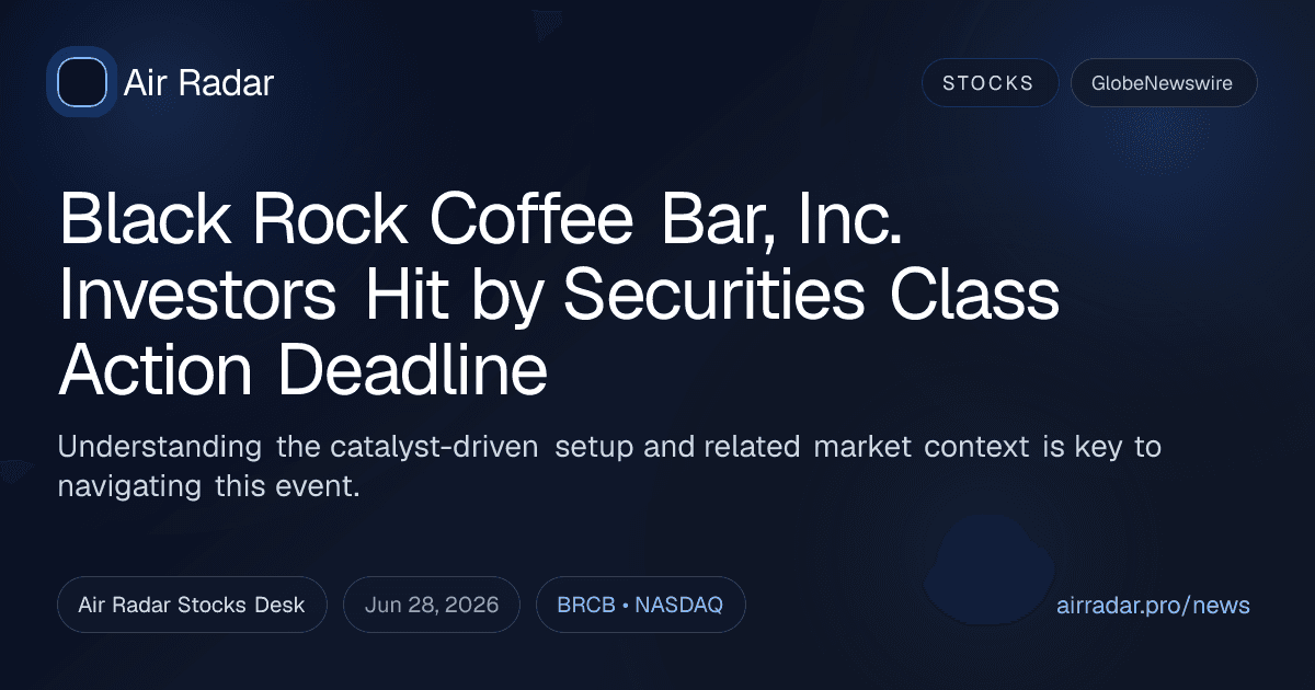 Black Rock Coffee Bar, Inc. Investors Hit by Securities Class Action Deadline
