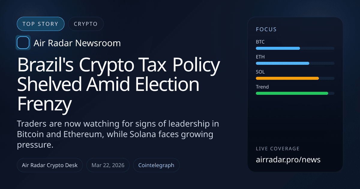 Brazil's Crypto Tax Policy Shelved Amid Election Frenzy
