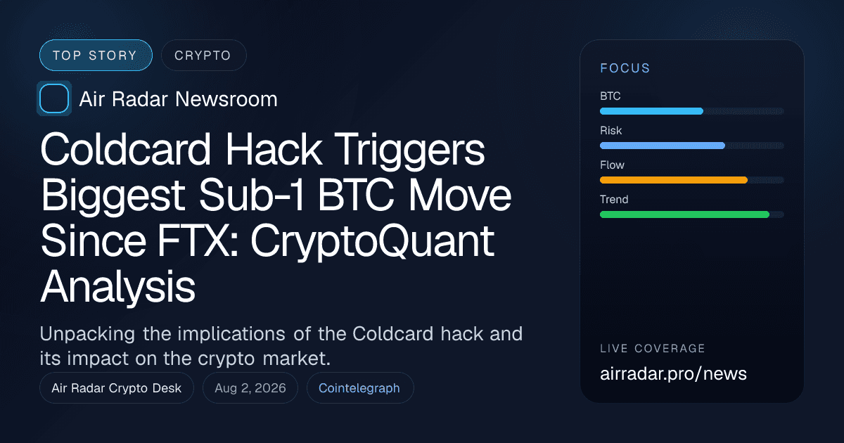 Coldcard Hack Triggers Biggest Sub-1 BTC Move Since FTX: CryptoQuant Analysis