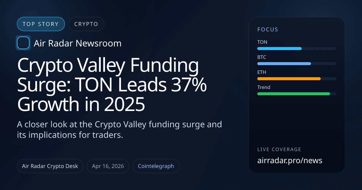 Crypto Valley Funding Surge: TON Leads 37% Growth in 2025
