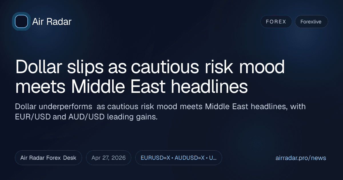 Dollar slips as cautious risk mood meets Middle East headlines