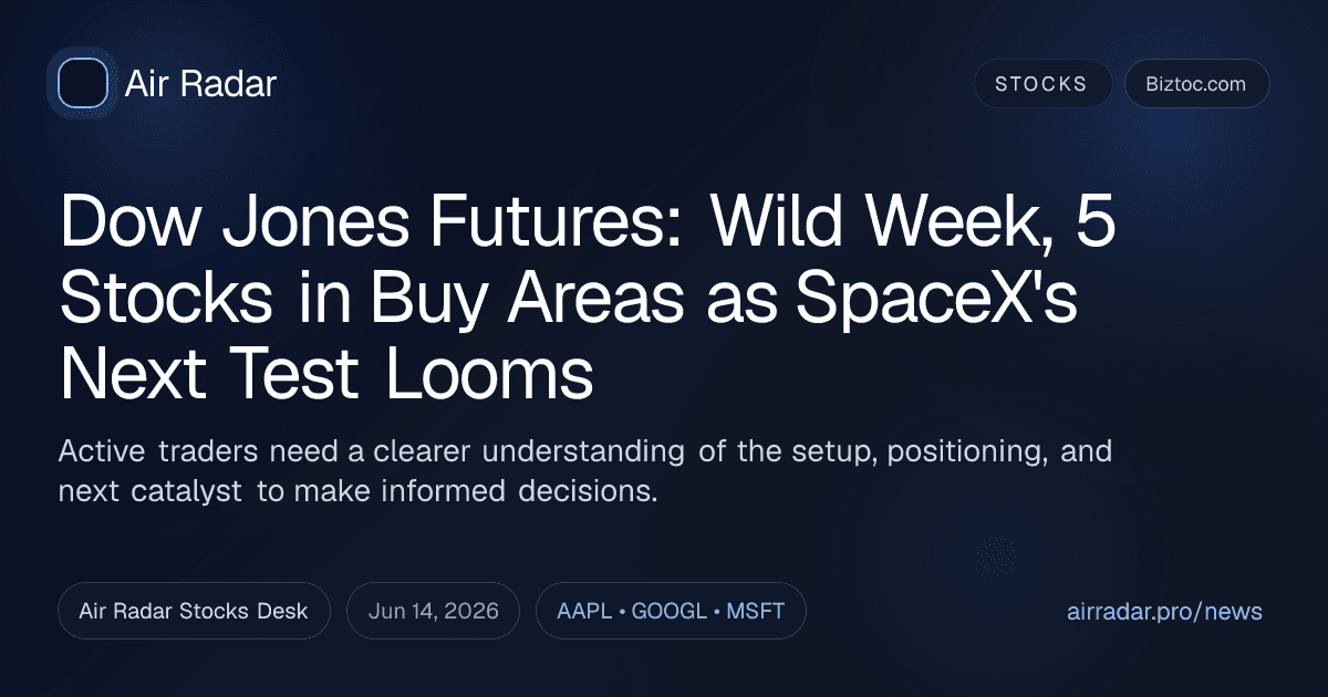 Dow Jones Futures: Wild Week, 5 Stocks in Buy Areas as SpaceX's Next Test Looms