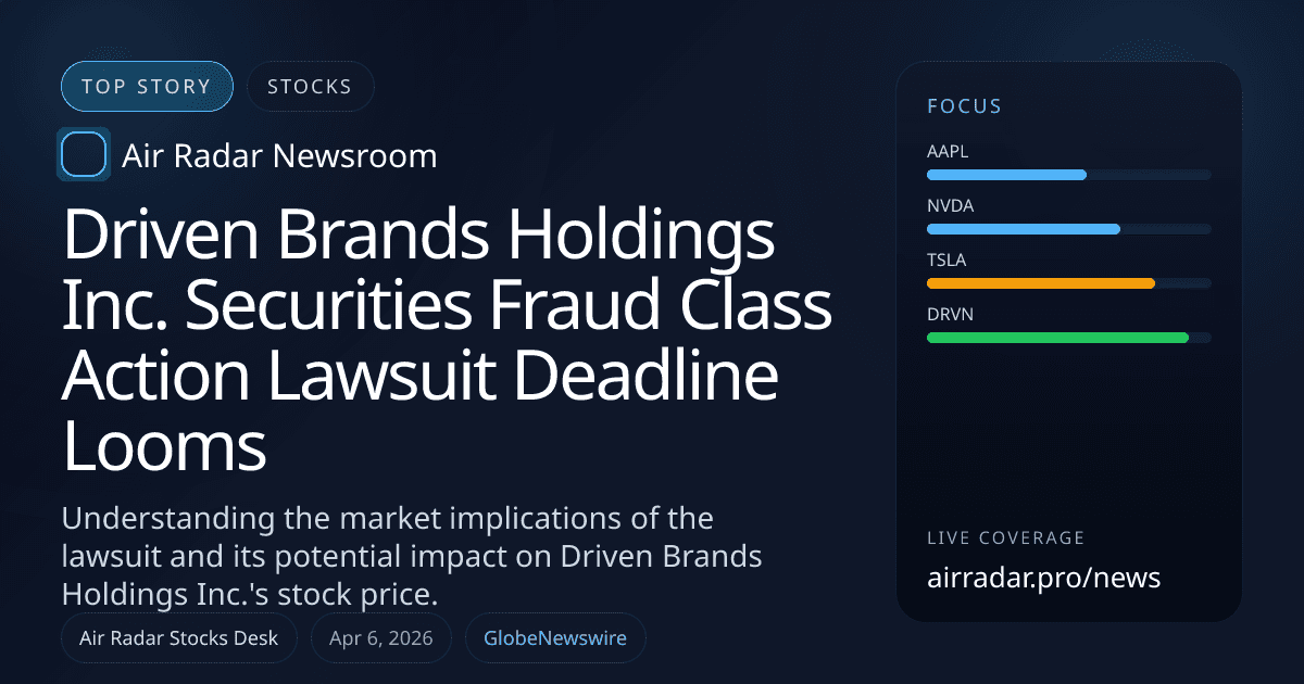 Driven Brands Holdings Inc. Securities Fraud Class Action Lawsuit Deadline Looms