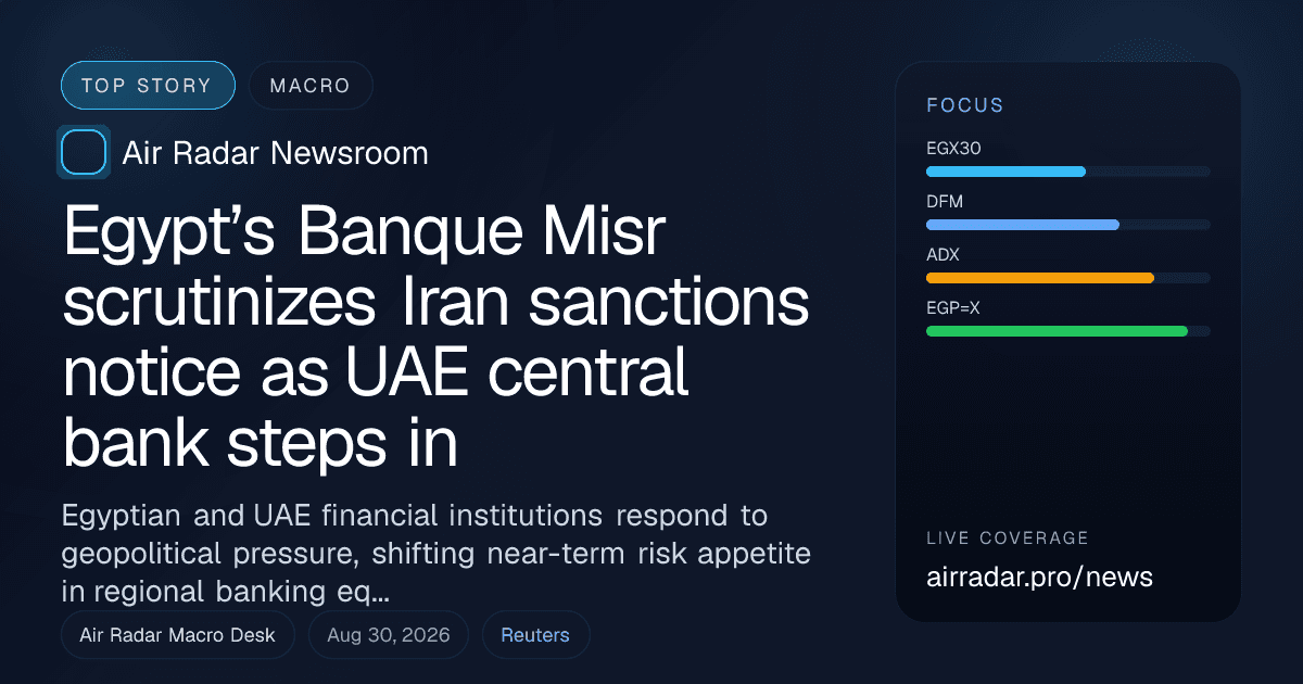 Egypt’s Banque Misr scrutinizes Iran sanctions notice as UAE central bank steps in
