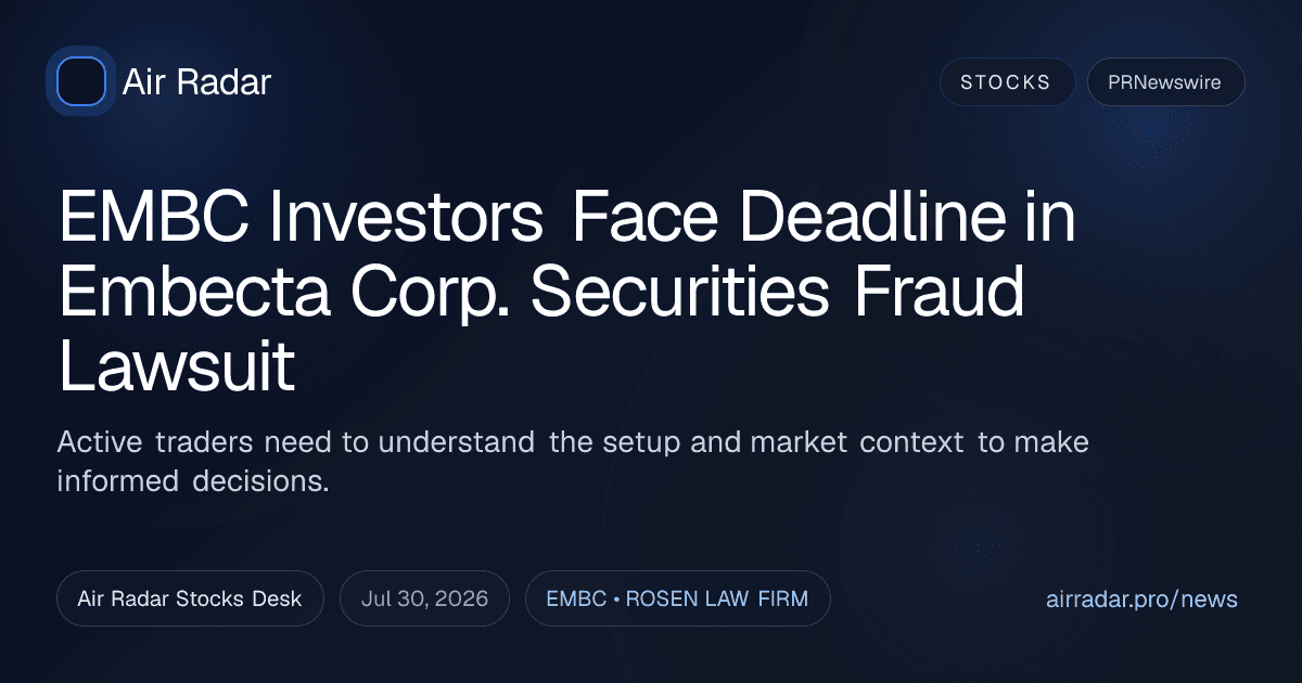 EMBC Investors Face Deadline in Embecta Corp. Securities Fraud Lawsuit