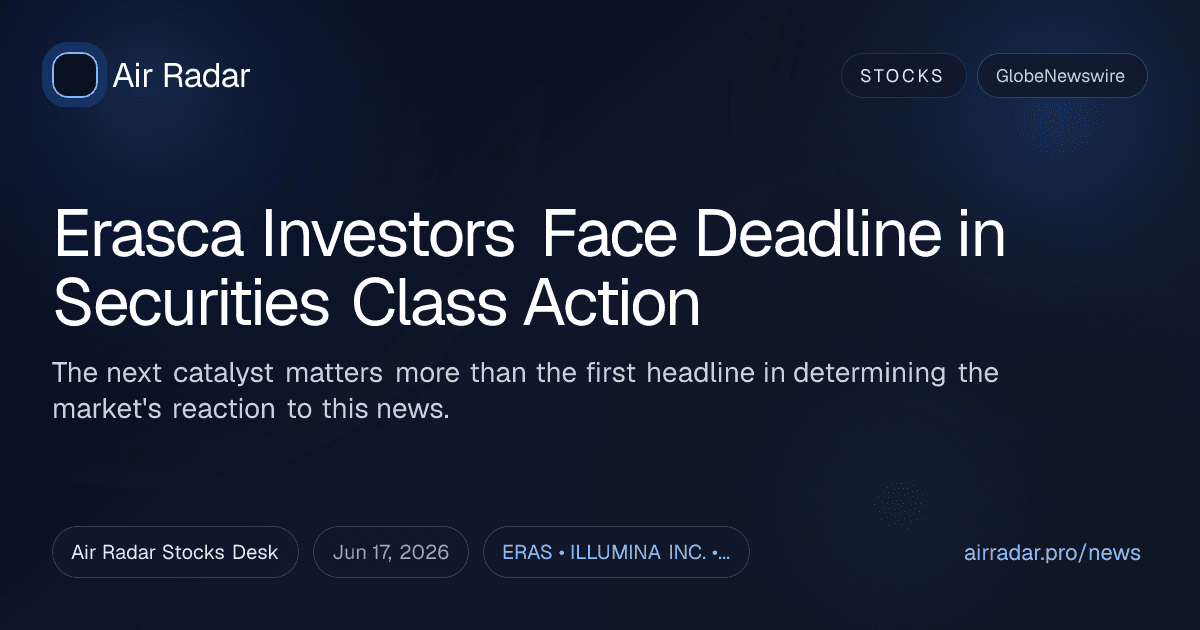 Erasca Investors Face Deadline in Securities Class Action