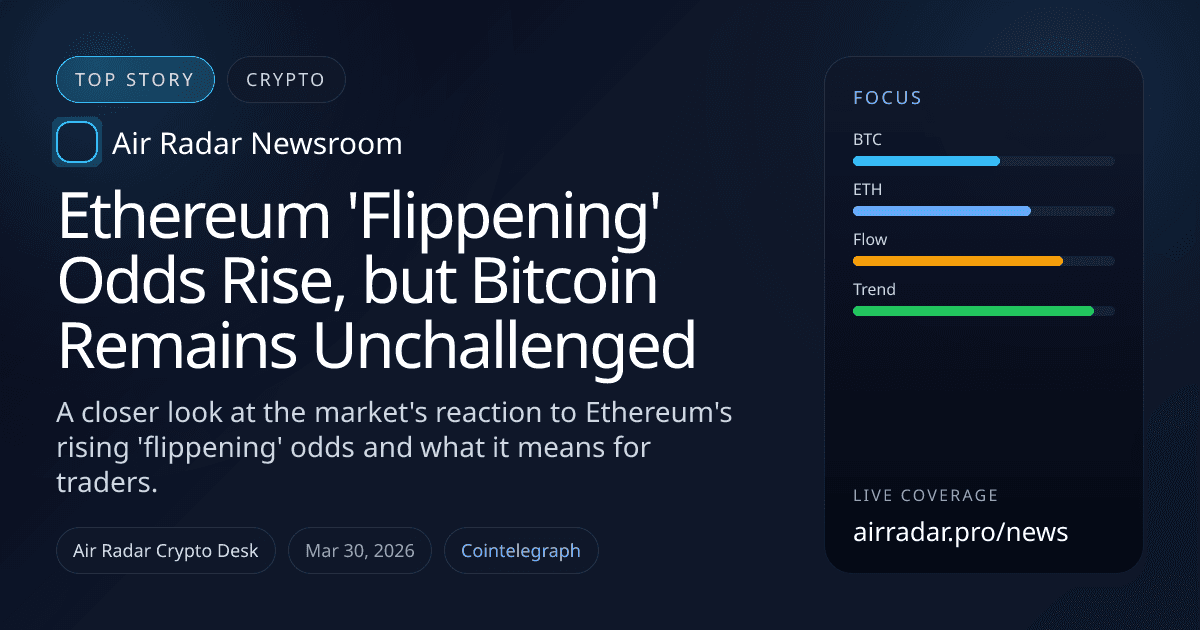 Ethereum 'Flippening' Odds Rise, but Bitcoin Remains Unchallenged