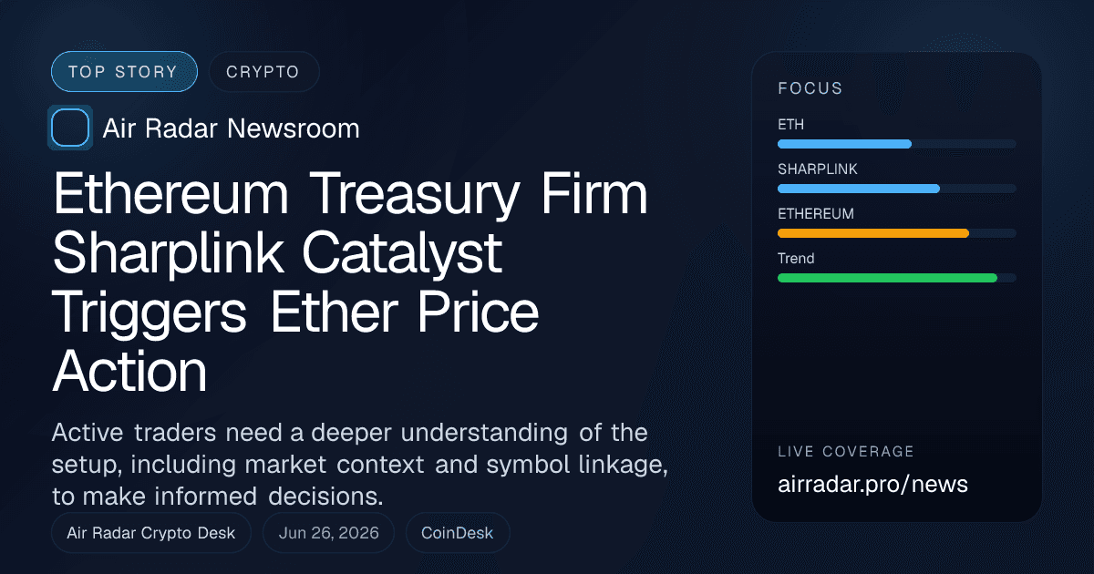 Ethereum Treasury Firm Sharplink Catalyst Triggers Ether Price Action