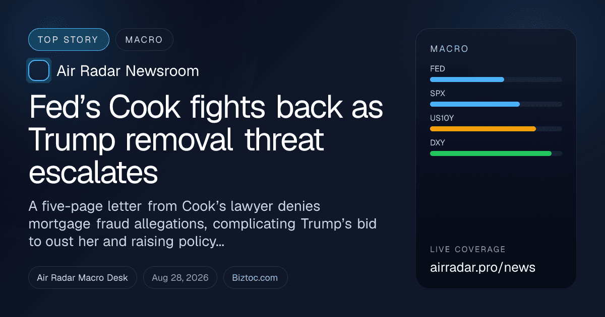 Fed’s Cook fights back as Trump removal threat escalates