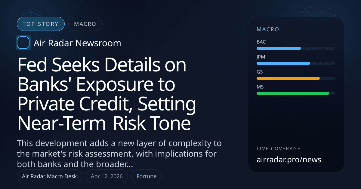 Fed Seeks Details on Banks' Exposure to Private Credit, Setting Near-Term Risk Tone