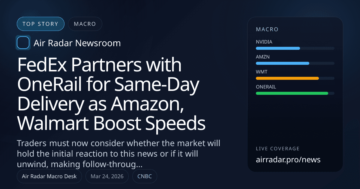 FedEx Partners with OneRail for Same-Day Delivery as Amazon, Walmart Boost Speeds