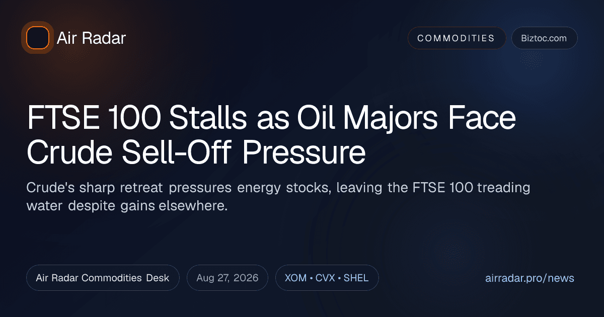 FTSE 100 Stalls as Oil Majors Face Crude Sell-Off Pressure