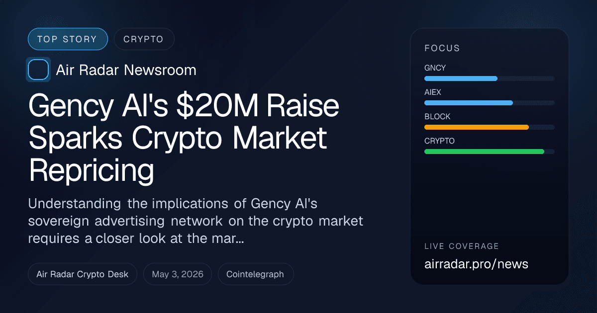 Gency AI's $20M Raise Sparks Crypto Market Repricing