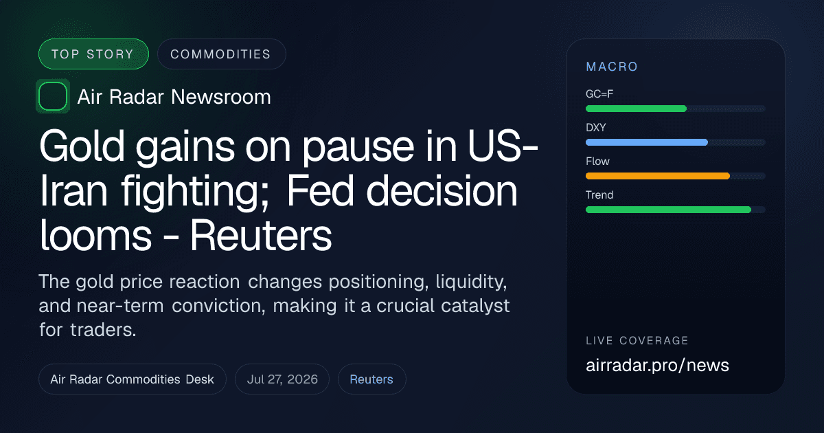 Gold gains on pause in US-Iran fighting; Fed decision looms - Reuters