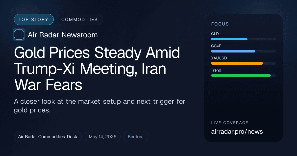 Gold Prices Steady Amid Trump-Xi Meeting, Iran War Fears