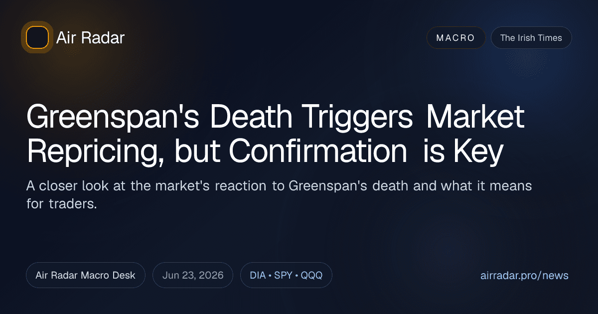 Greenspan's Death Triggers Market Repricing, but Confirmation is Key