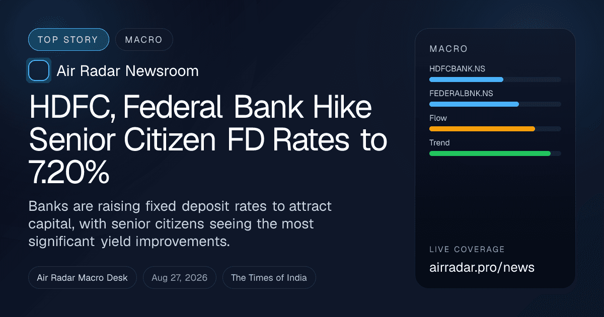 HDFC, Federal Bank Hike Senior Citizen FD Rates to 7.20%