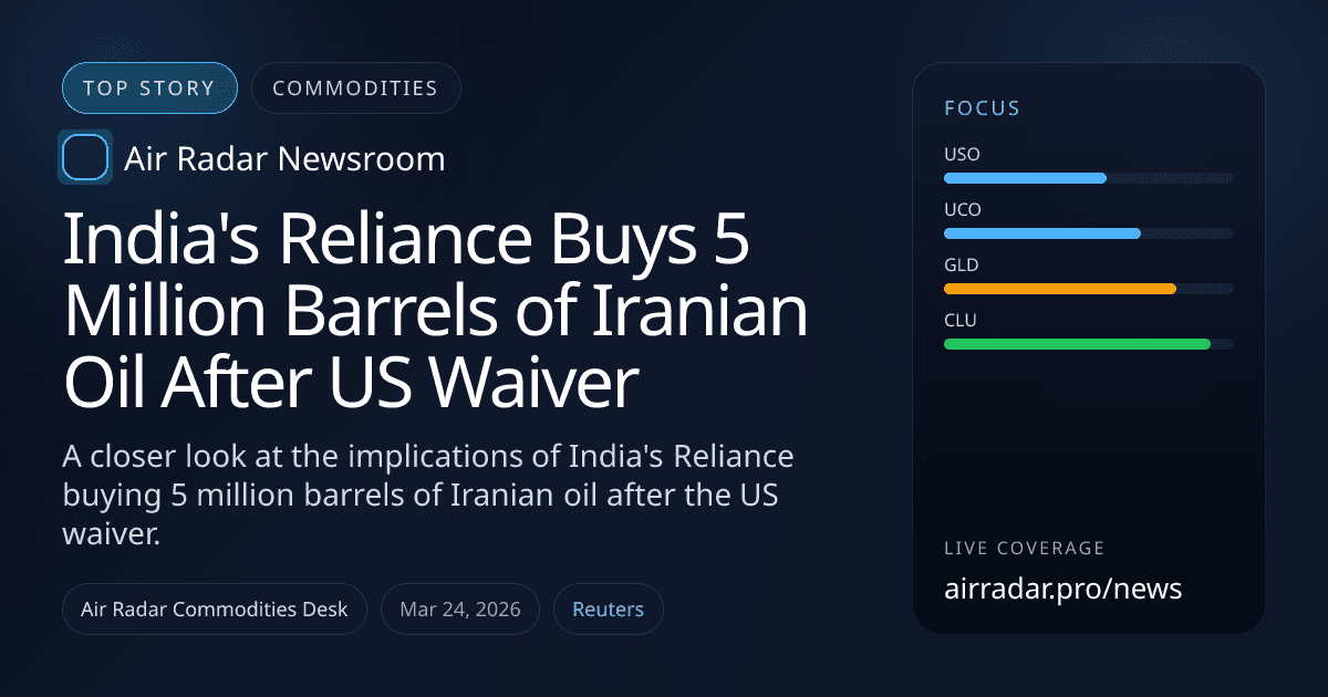 India's Reliance Buys 5 Million Barrels of Iranian Oil After US Waiver