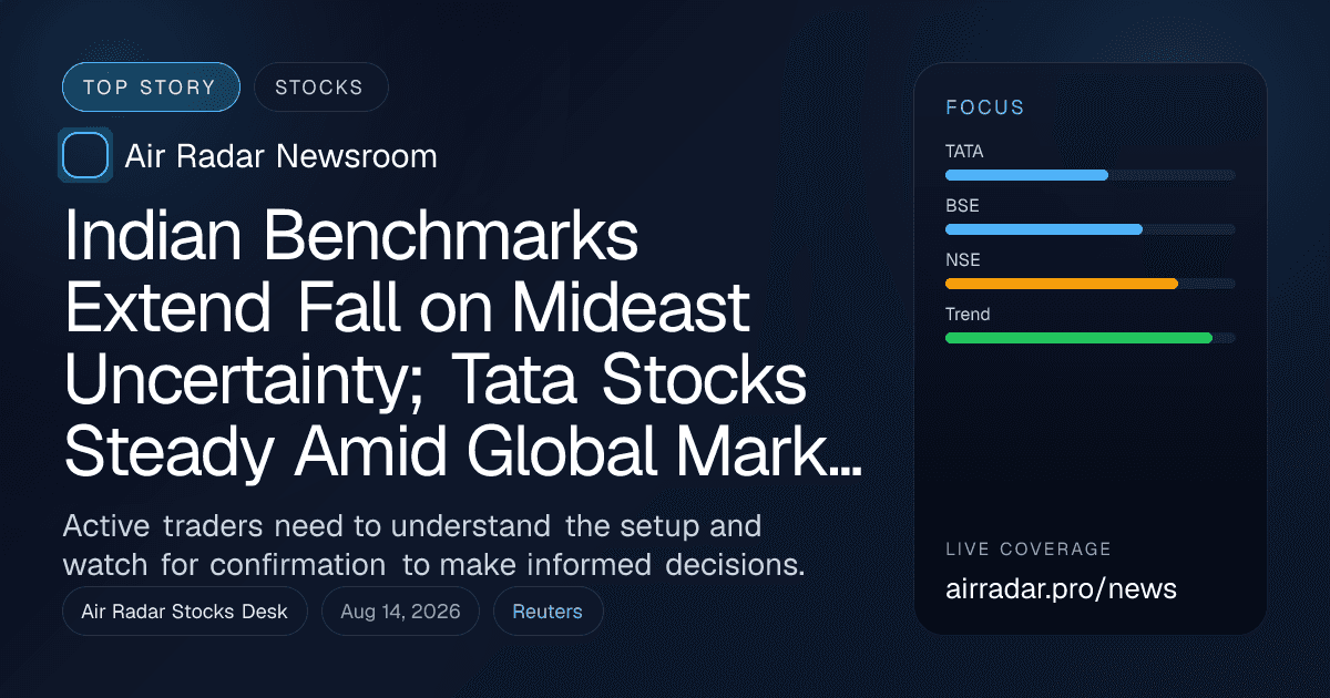 Indian Benchmarks Extend Fall on Mideast Uncertainty; Tata Stocks Steady Amid Global Market Volatility