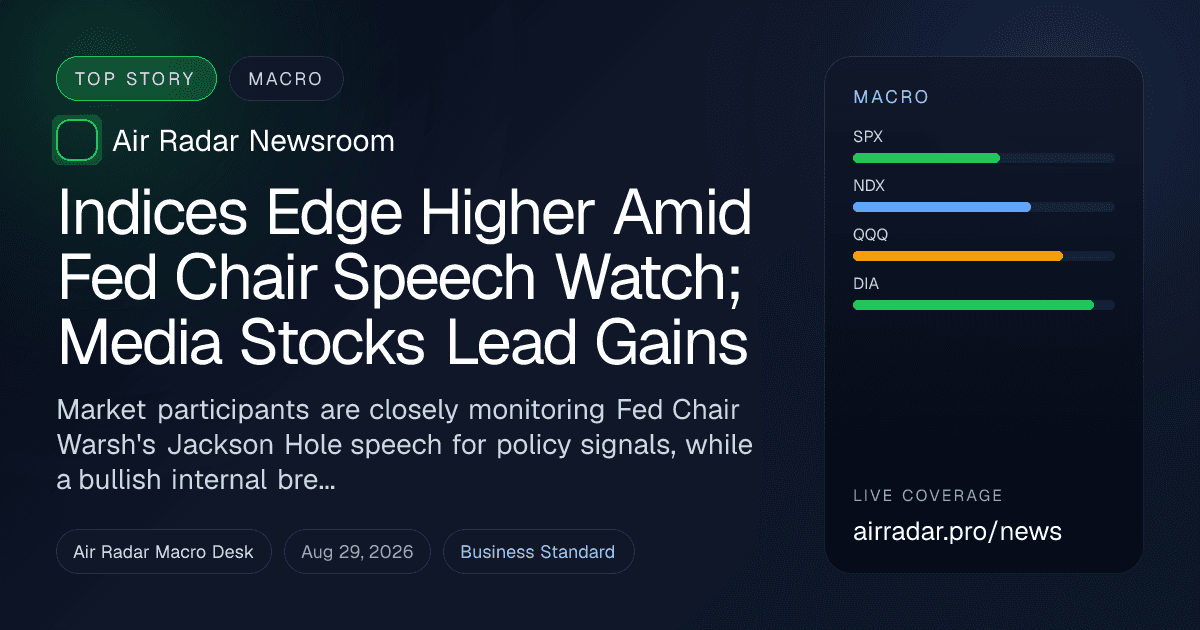 Indices Edge Higher Amid Fed Chair Speech Watch; Media Stocks Lead Gains