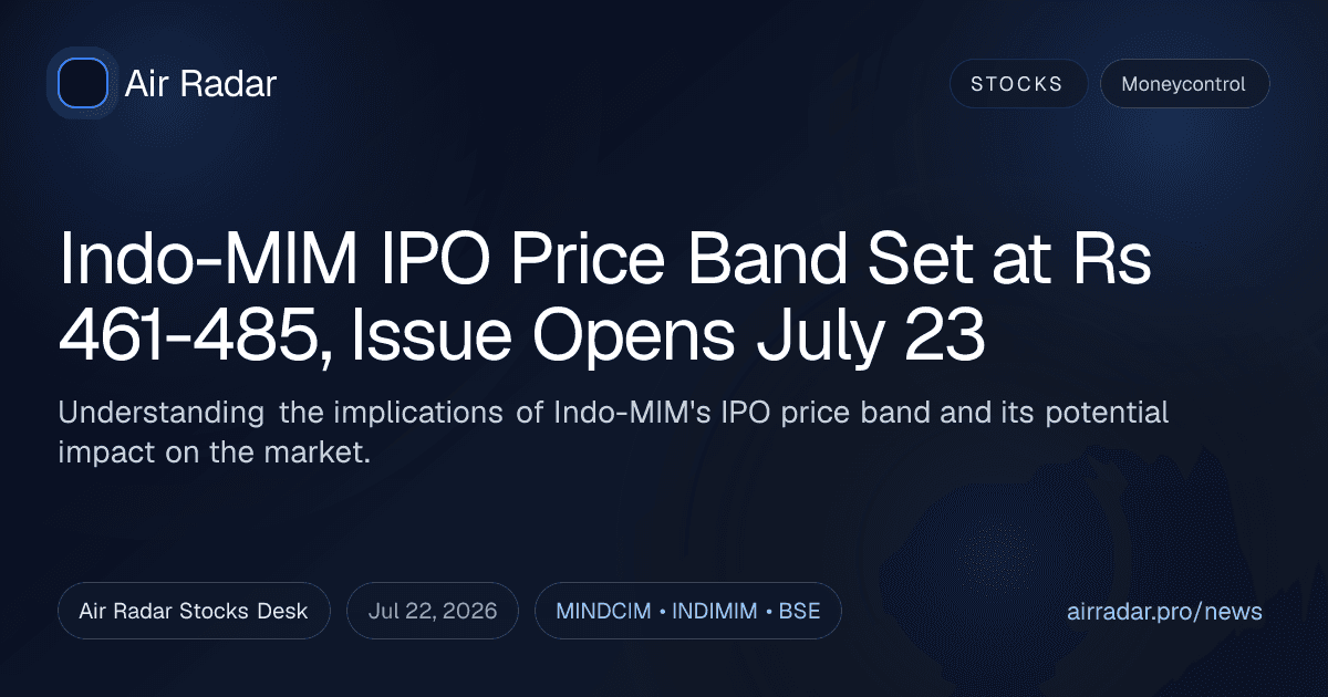 Indo-MIM IPO Price Band Set at Rs 461-485, Issue Opens July 23