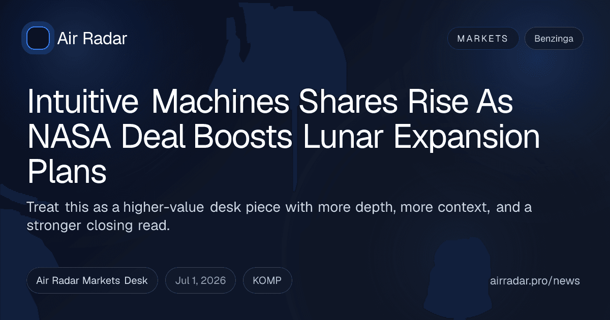 Intuitive Machines Shares Rise As NASA Deal Boosts Lunar Expansion Plans