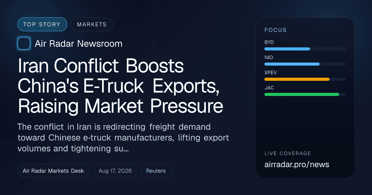 Iran Conflict Boosts China's E‑Truck Exports, Raising Market Pressure
