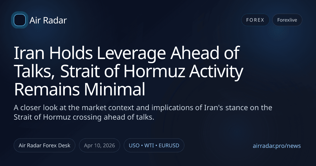 Iran Holds Leverage Ahead of Talks, Strait of Hormuz Activity Remains Minimal
