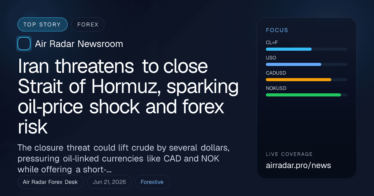 Iran threatens to close Strait of Hormuz, sparking oil‑price shock and forex risk