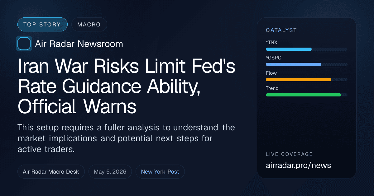 Iran War Risks Limit Fed's Rate Guidance Ability, Official Warns