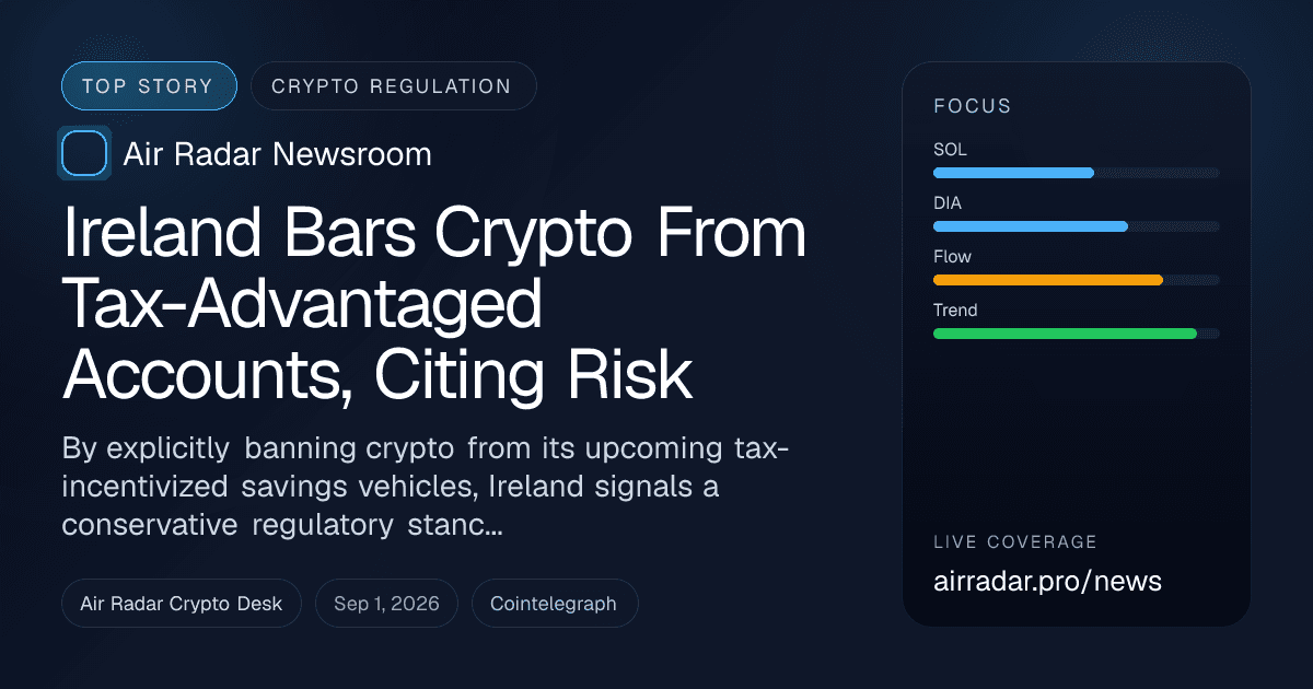 Ireland Bars Crypto From Tax-Advantaged Accounts, Citing Risk