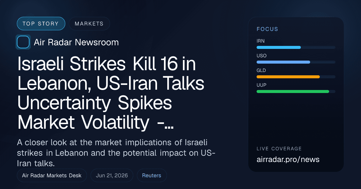 Israeli Strikes Kill 16 in Lebanon, US-Iran Talks Uncertainty Spikes Market Volatility - Reuters